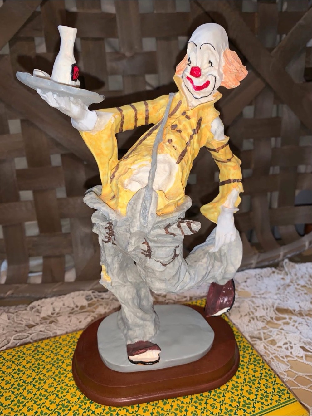 Yellow Clown Figurine Decorative Home Art